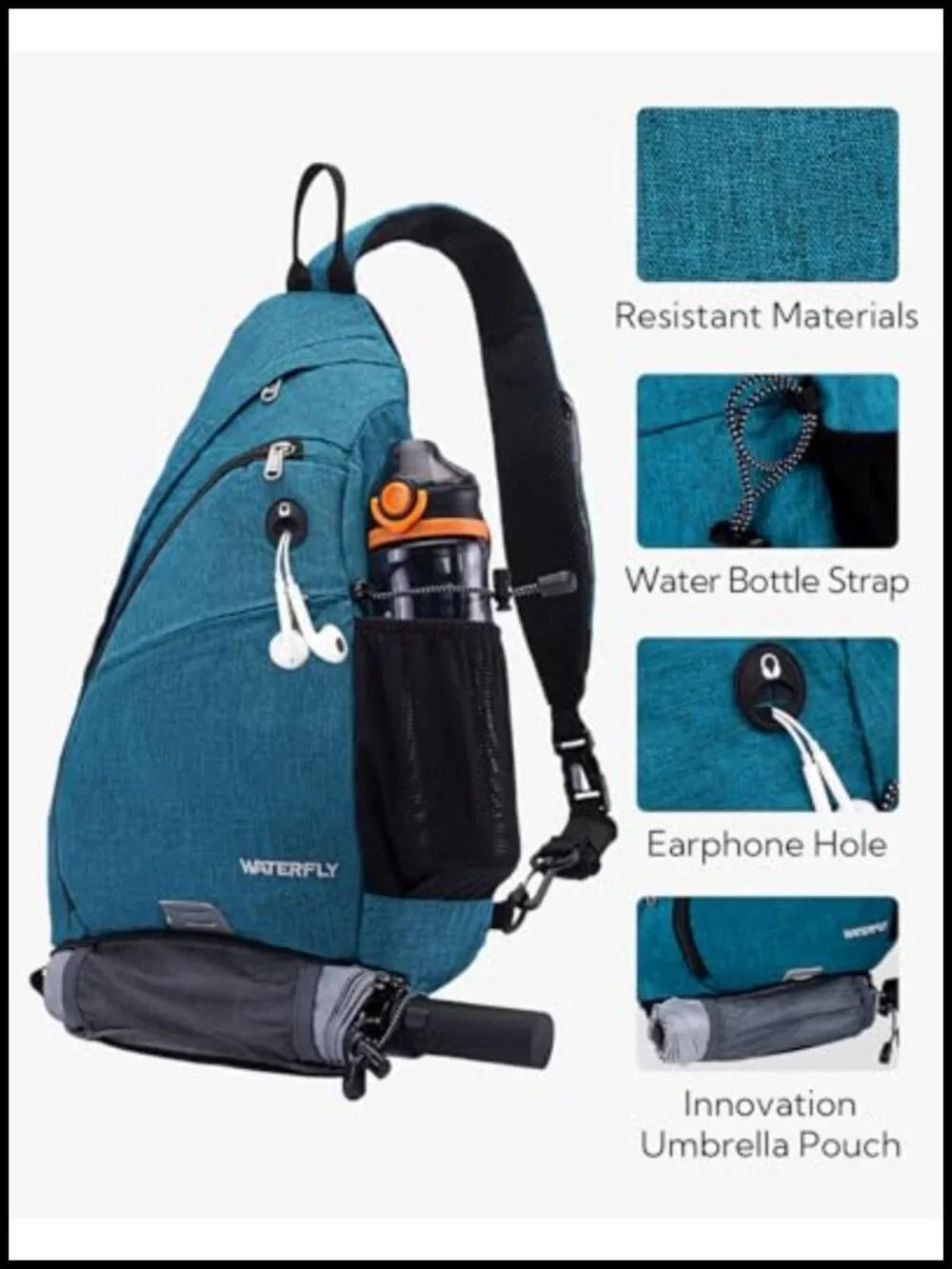 18L Crossbody Sling Backpack Water Resistant Hiking Daypack with 7 Pockets for